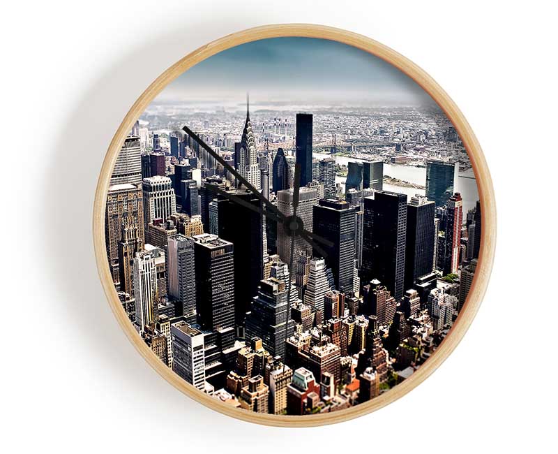 Aerial View Of New York City Clock - Wallart-Direct UK