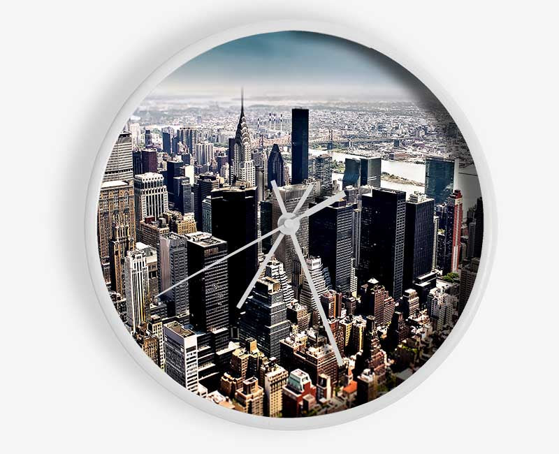 Aerial View Of New York City Clock - Wallart-Direct UK