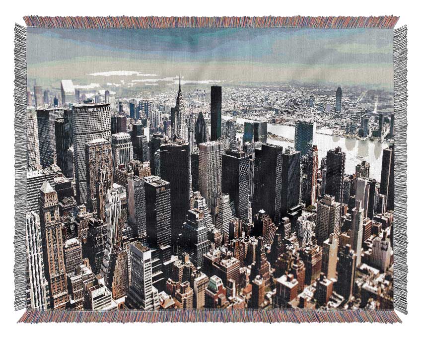 Aerial View Of New York City Woven Blanket