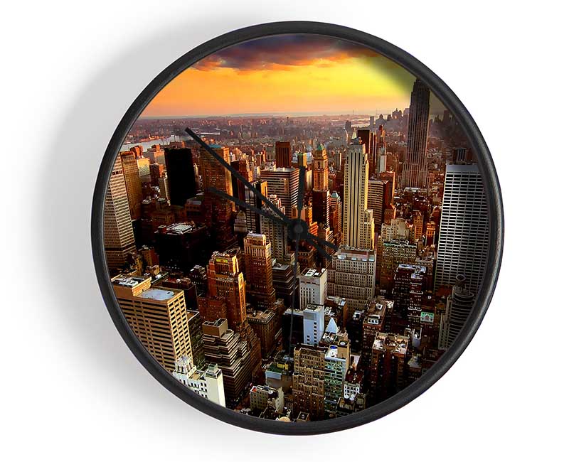 Aerial View Of New York City Sunset Clock - Wallart-Direct UK