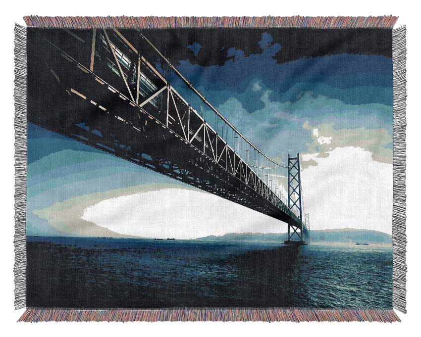 Akashi Kaikyo Bridge Japan Woven Blanket