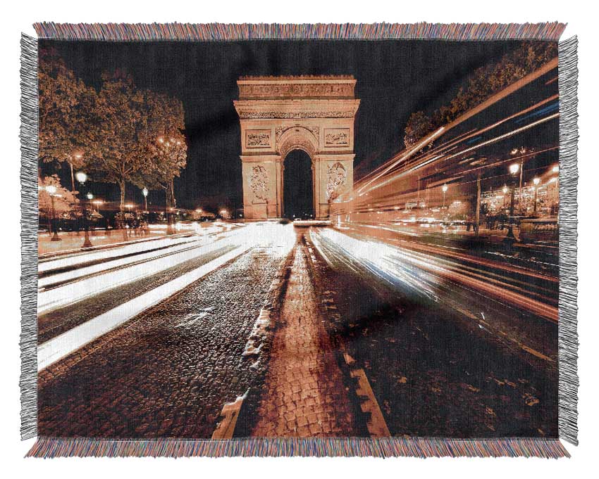 Arc De Triomphe At Night Woven Blanket