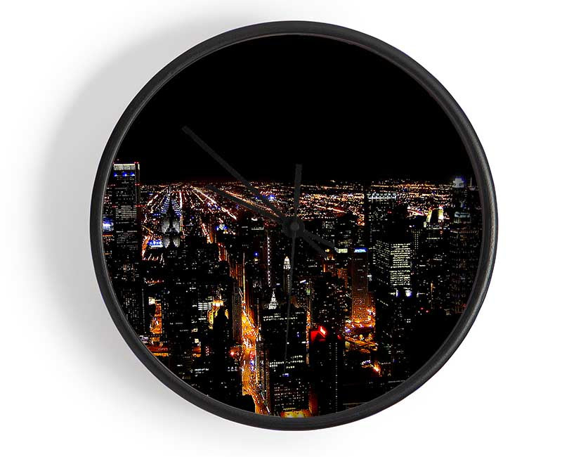 Ariel View Of The Night City Clock - Wallart-Direct UK