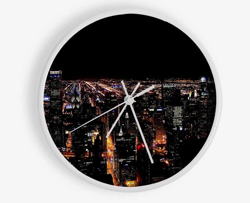 Ariel View Of The Night City Clock - Wallart-Direct UK