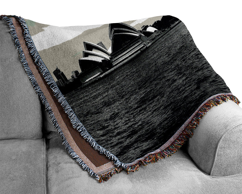 Australia Sydney River View B n W Woven Blanket