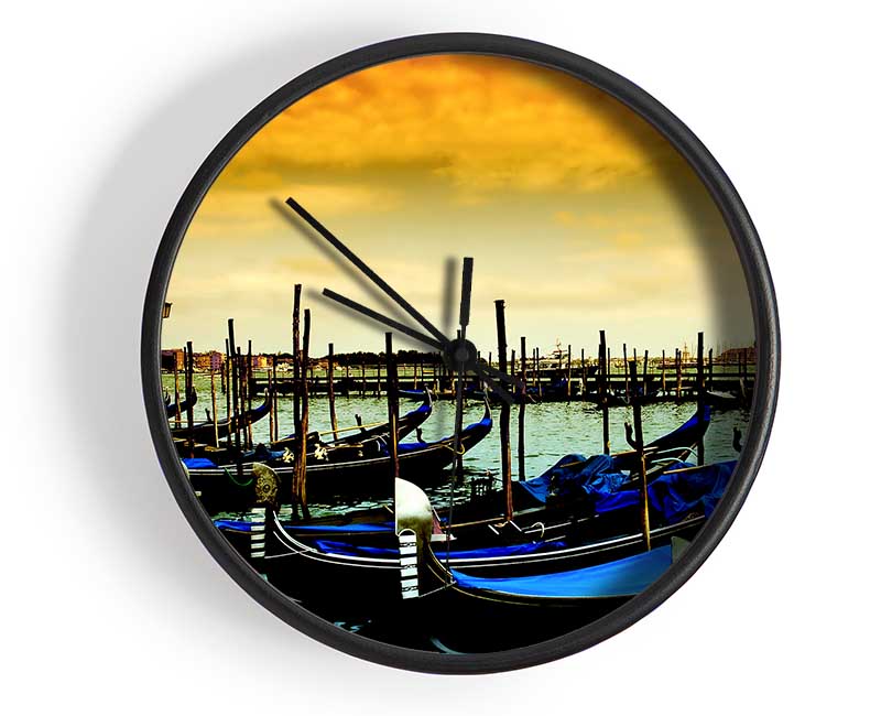 Beautiful Boats In The Harbour Clock - Wallart-Direct UK