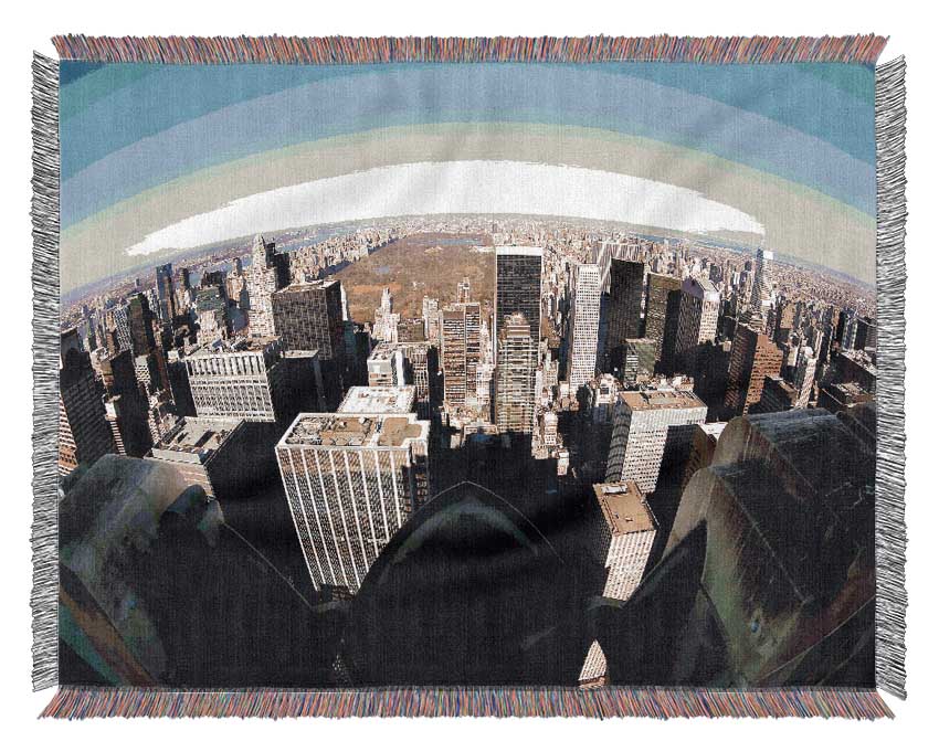 Birds Eye View Of New York City From Above Woven Blanket