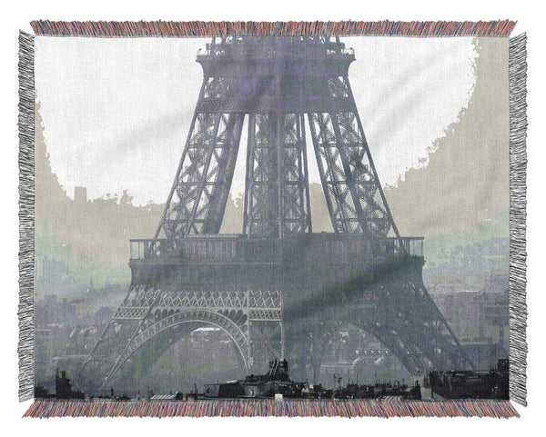 Black And White Eiffel Tower Woven Blanket