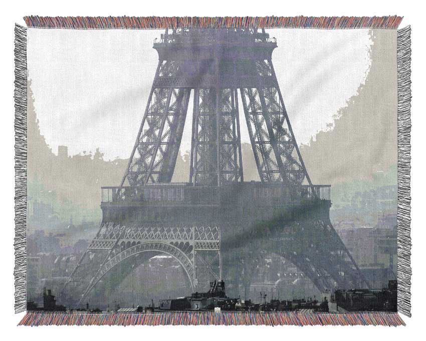 Black And White Eiffel Tower Woven Blanket