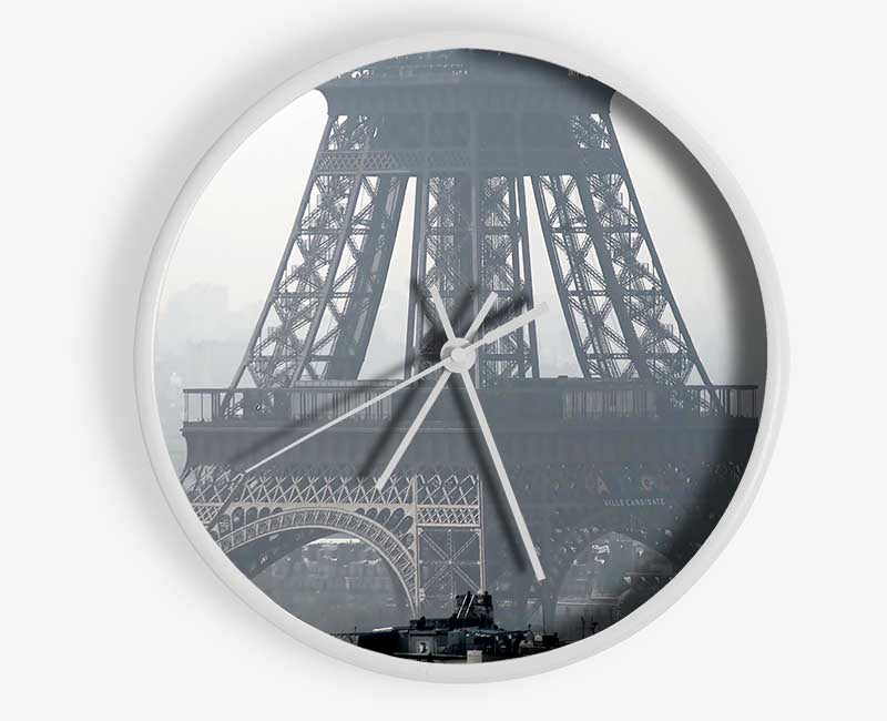 Black And White Eiffel Tower Clock - Wallart-Direct UK