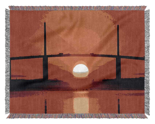 Bridge At Sundown Woven Blanket
