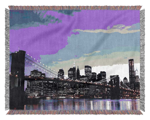 Brooklyn Bridge At Night Woven Blanket