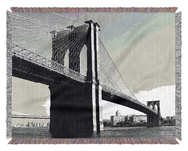 Brooklyn Bridge B n W Woven Blanket