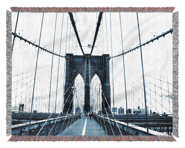 Brooklyn Bridge Blue Woven Blanket