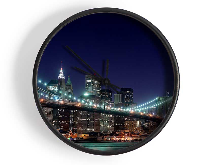 Brooklyn Bridge New York Lights Clock - Wallart-Direct UK