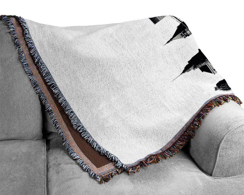 Brooklyn Bridge Reflections B n W Woven Blanket