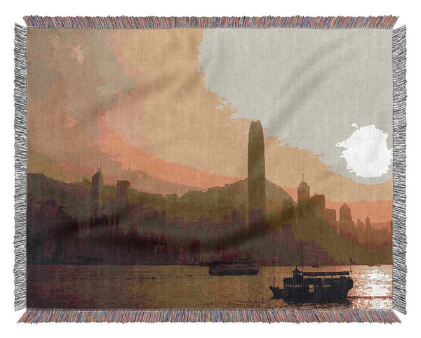 Hong Kong Misty Morning Sunrise Woven Blanket