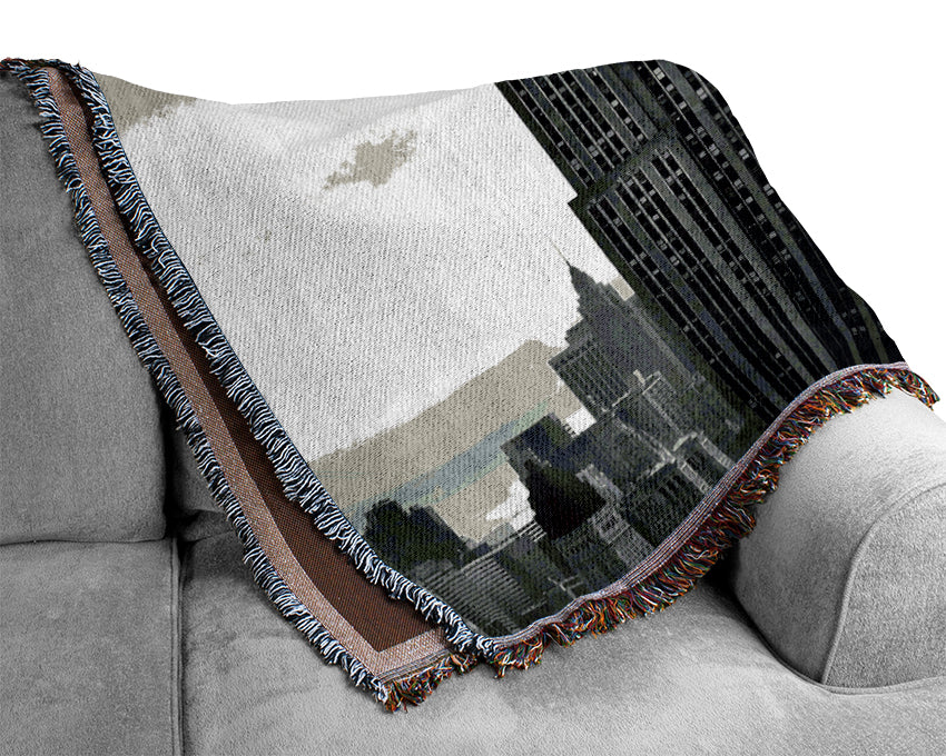 Empire State Building B n W Woven Blanket