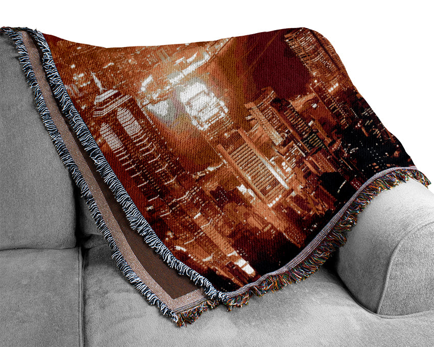 Hong Kong Harbour Nights Woven Blanket