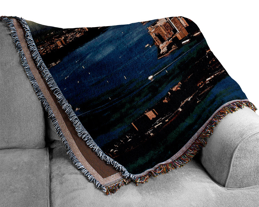 Hong Kong Harbour At First Light Woven Blanket