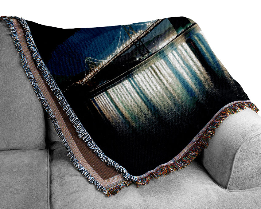Lights Of The Night Bridge Woven Blanket