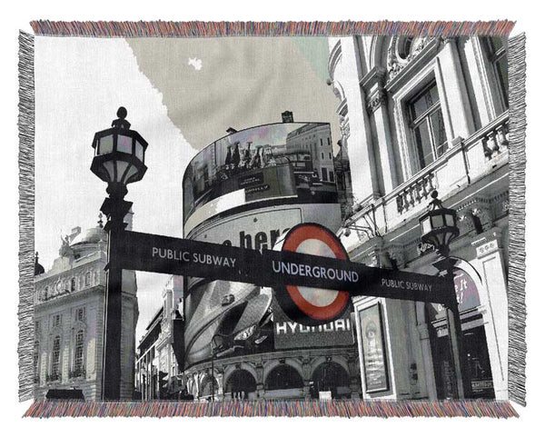 London Piccadilly Circus Woven Blanket