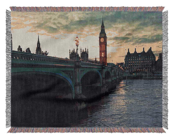 London At Dusk Woven Blanket