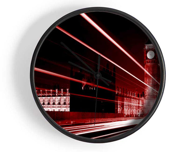 London Big Ben City Lights Red Clock - Wallart-Direct UK