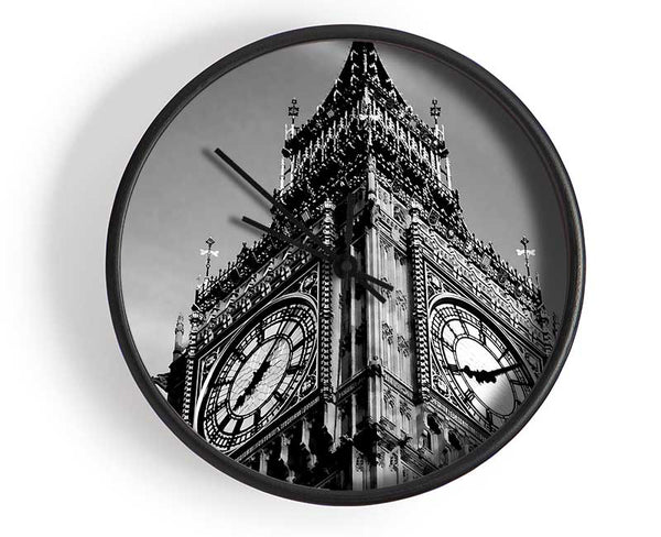 London Big Ben Close-Up B n W Clock - Wallart-Direct UK