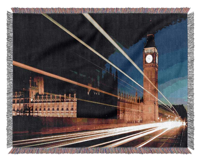 London Big Ben Lights Woven Blanket
