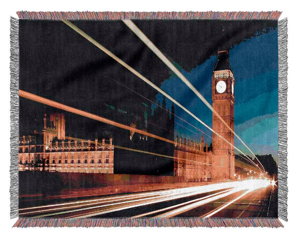 London Big Ben Lights Woven Blanket