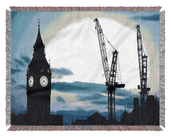 London Big Ben Lilac Night Skys Woven Blanket