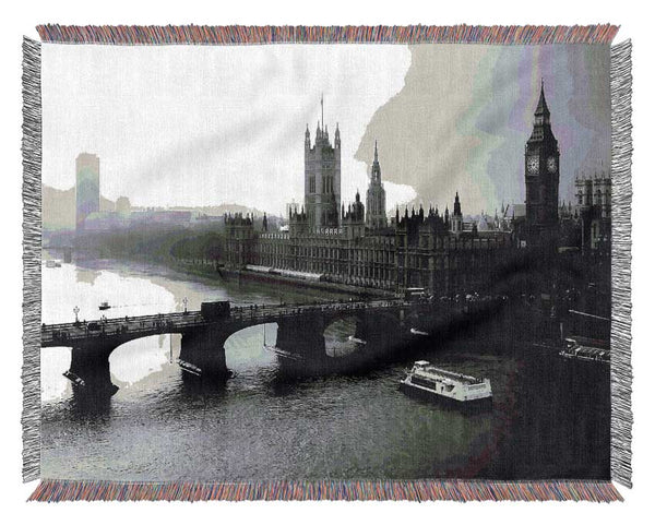 London Black And White Woven Blanket