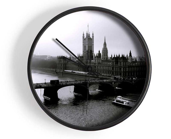 London Black And White Clock - Wallart-Direct UK