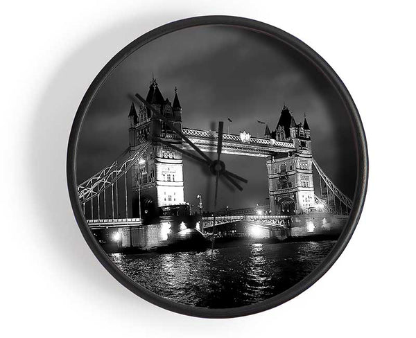 London Bridge At Night B n W Clock - Wallart-Direct UK
