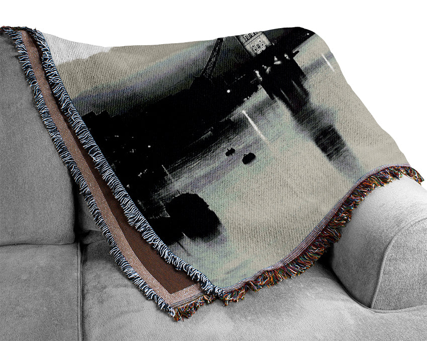 London Bridge B n W Woven Blanket