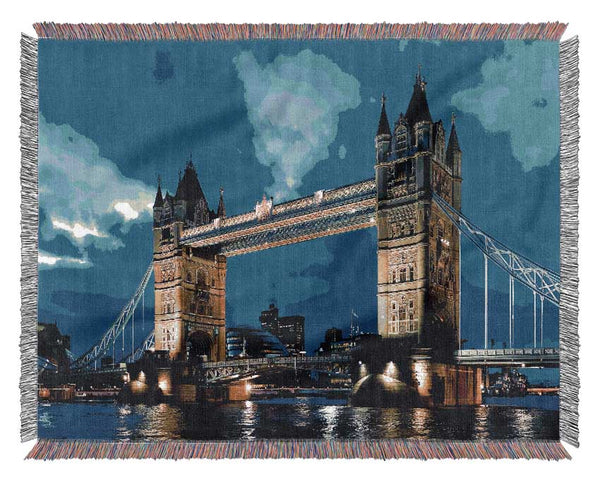 London Bridge Blue Evening Skys Woven Blanket