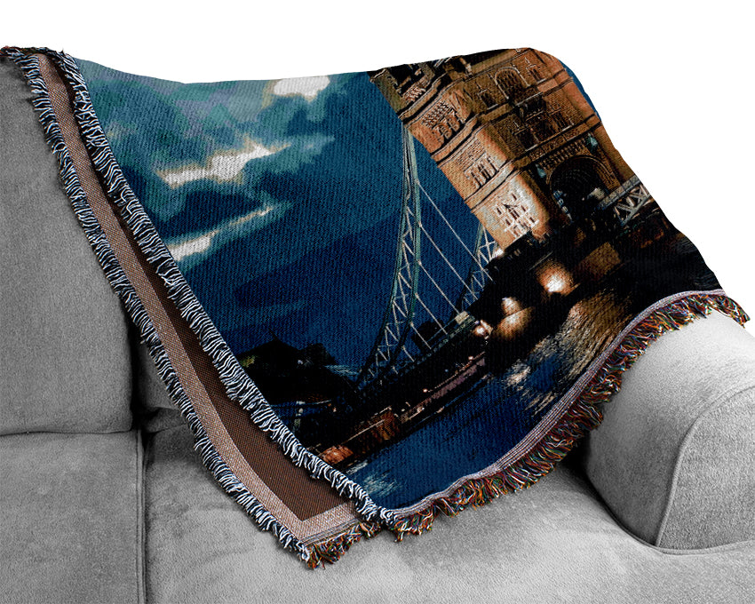 London Bridge Blue Evening Skys Woven Blanket