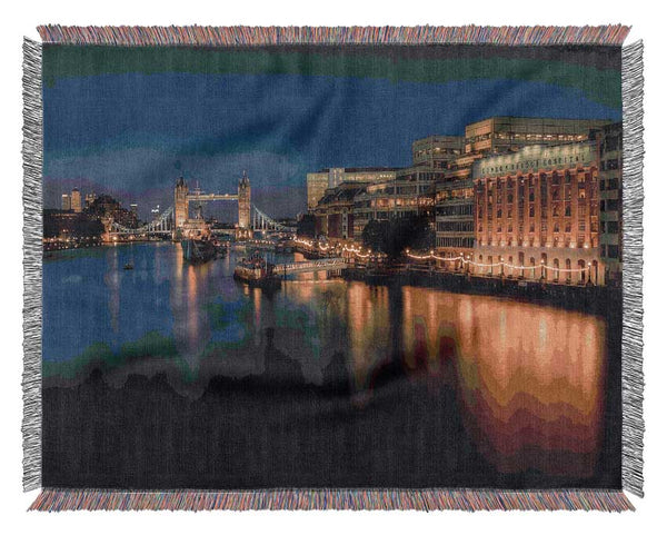 London Bridge Hospital At Night Woven Blanket