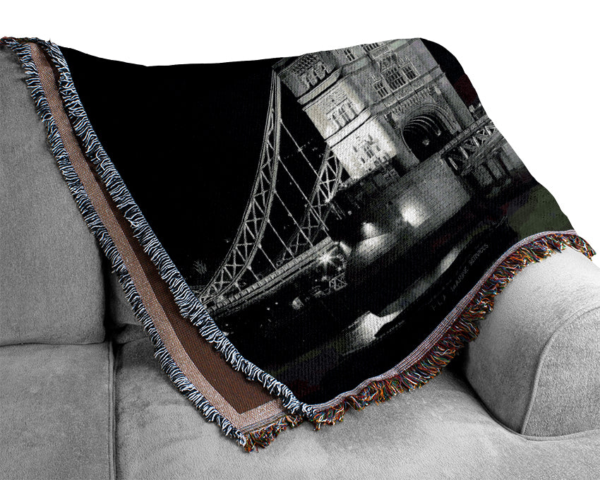 London Bridge Retro B n W Woven Blanket