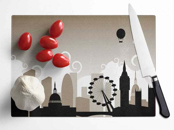 London City Outline Beige Glass Chopping Board