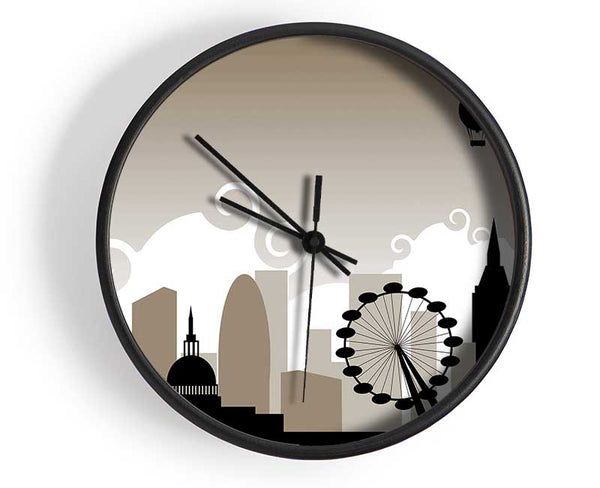 London City Outline Beige Clock - Wallart-Direct UK