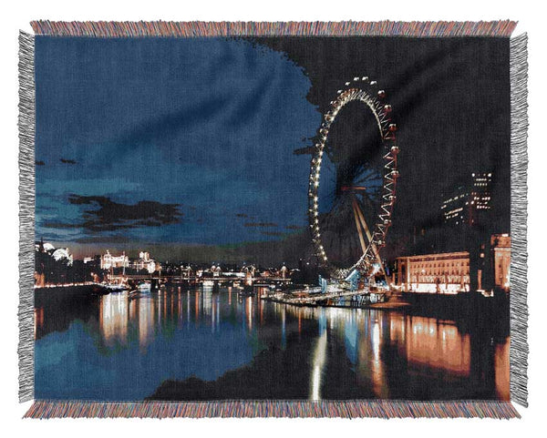 London Eye At Night Woven Blanket