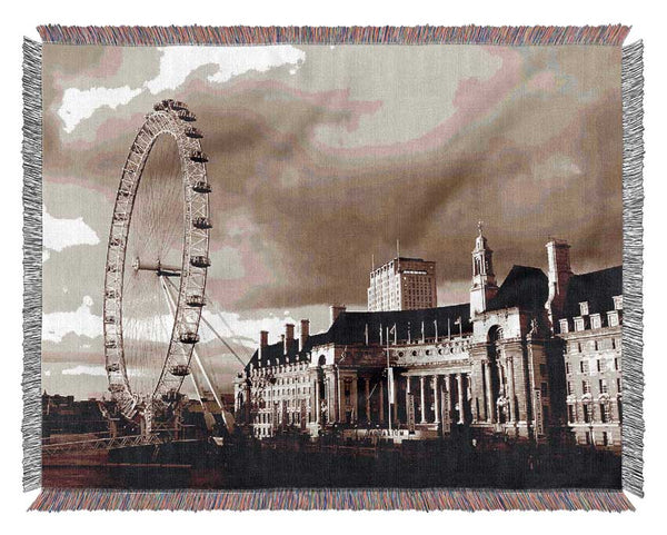 London Eye Brown Woven Blanket