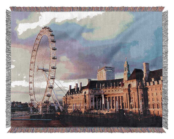 London Eye Morning Light Woven Blanket