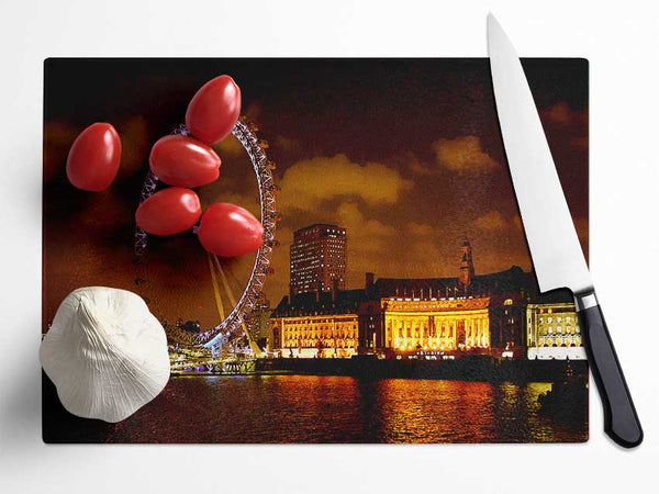 London Eye Night Skys Glass Chopping Board