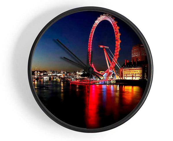 London Eye Red Reflections Clock - Wallart-Direct UK