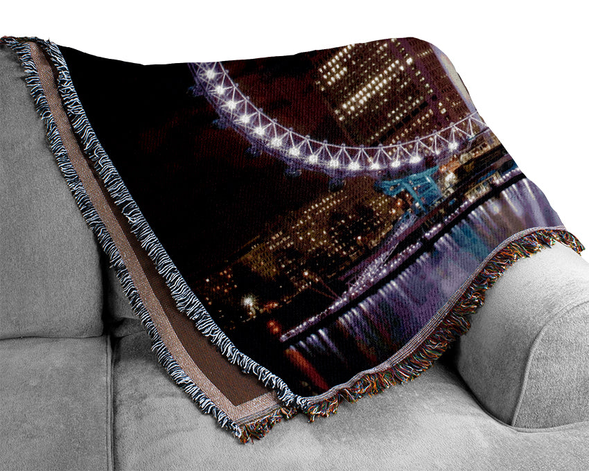 London Eye Water Lights Woven Blanket