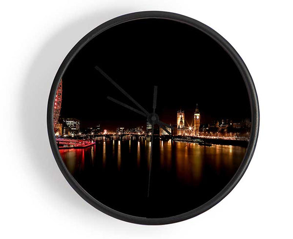 London Eye Red Water Reflections Clock - Wallart-Direct UK
