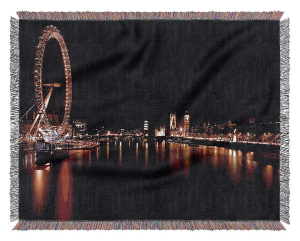 London Eye Red Water Reflections Woven Blanket